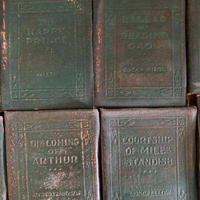 Antique Green Little Leather Library Books Lot of 36 Wilde Kipling Tennyson Shakespeare