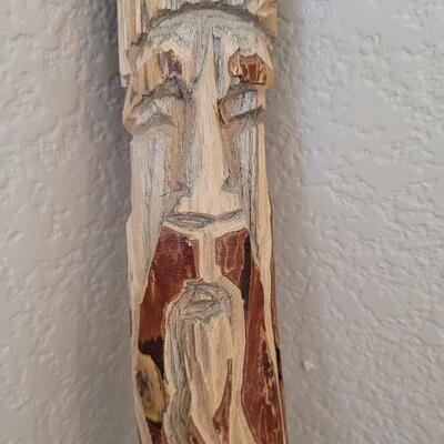 Lot 356: 58" Tall Carved Head Walking Stick 