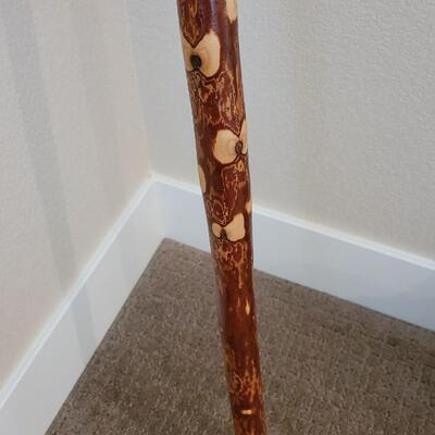 Lot 357: 58" Tall Carved Head Walking Stick #2