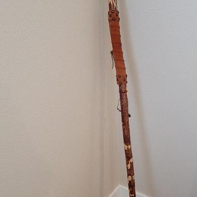 Lot 357: 58" Tall Carved Head Walking Stick #2