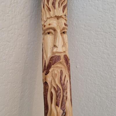 Lot 357: 58" Tall Carved Head Walking Stick #2