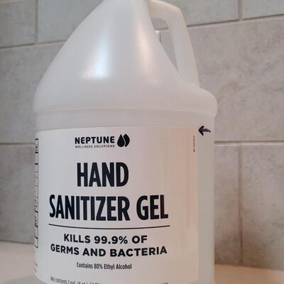 Lot 375: 1 Gallon Bottle HAND SANITIZER GEL by NEPTUNE (see line for fill level)