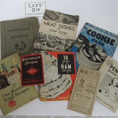 Lot of Vintage Cookbooks and Pamphlets, 1918 Handbook of Recipes, 1941 Cookie Book, 1934 Meat Dishes, More