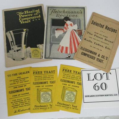 Lot of Vintage Fleishmann's Yeast, 1919 Cook Book, Pamphlets, and Coupons