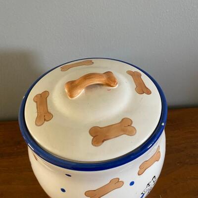 Ceramic Dog Bone Biscuit Treat Jar Canister