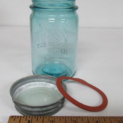 Vintage Ball Perfect Mason #1 Pint Canning Jar With Zinc Cover and Seal Script With Underline