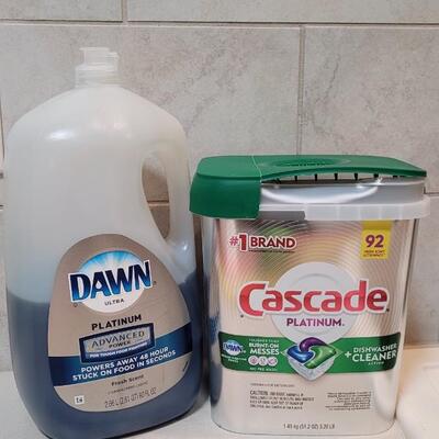 Lot 388: DAWN Dish Detergent + CASCADE Dishwasher Tabs (Both approx. 1/2 Full)