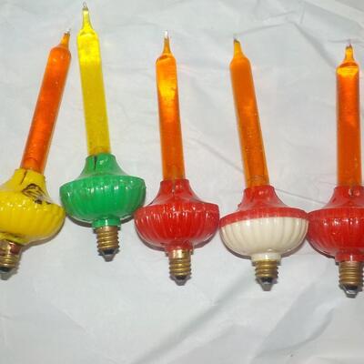5- 1930's to 1940's Fluid filled Christmas Lights.