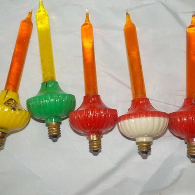 5- 1930's to 1940's Fluid filled Christmas Lights.