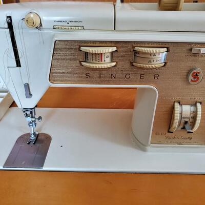 1970 Singer Golden Touch and Sew Sewing Machine in Cabinet with Attachments and Accessories