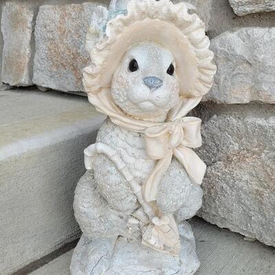 Lot 411: Chippy Outdoor Bunny Statue 