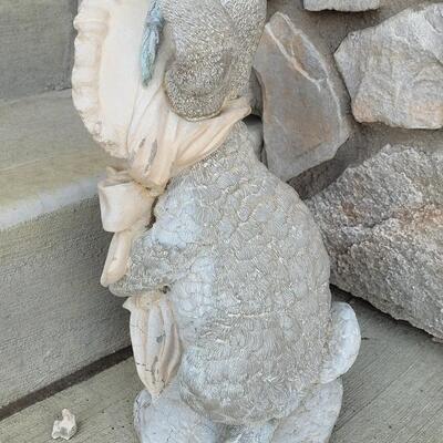 Lot 411: Chippy Outdoor Bunny Statue 