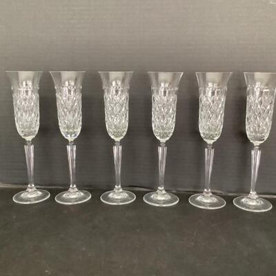374. Six Lead Crystal Champagne Glasses