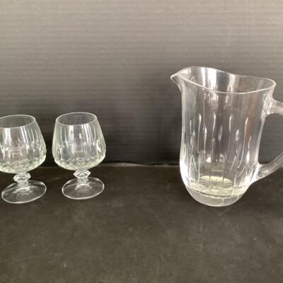 379  Pair of Crystal Brandy Snifters / 1 Pitcher 