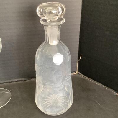 380  Set of Six Crystal Glasses/1 Crystal Bell / 1 Bottle