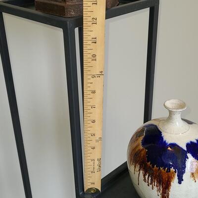 Lot 43: Plant Stand with Pottery & Lantern 