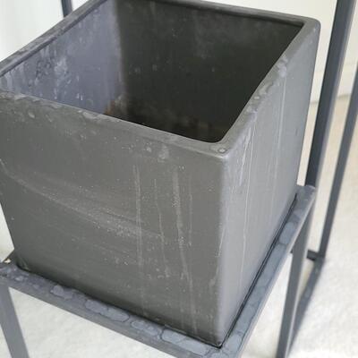 Lot 43: Plant Stand with Pottery & Lantern 