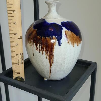 Lot 43: Plant Stand with Pottery & Lantern 
