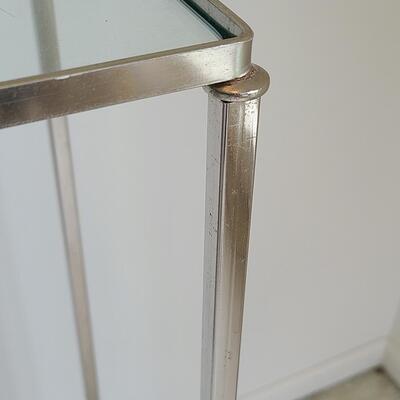 Lot 44: MCM Chrome Plant Stand/Accent Table and Lamp 