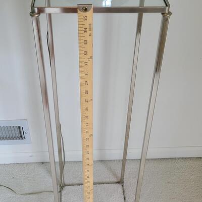 Lot 44: MCM Chrome Plant Stand/Accent Table and Lamp 
