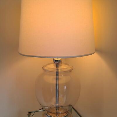 Lot 44: MCM Chrome Plant Stand/Accent Table and Lamp 