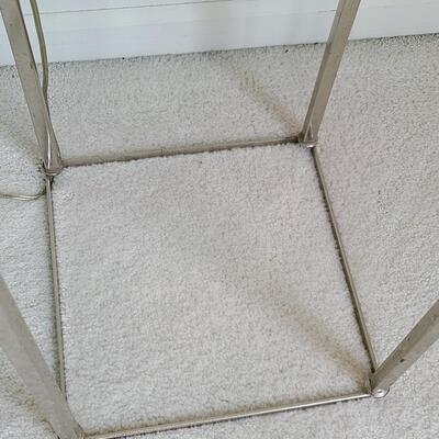 Lot 44: MCM Chrome Plant Stand/Accent Table and Lamp 
