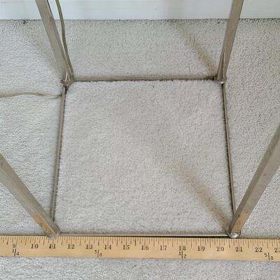 Lot 44: MCM Chrome Plant Stand/Accent Table and Lamp 