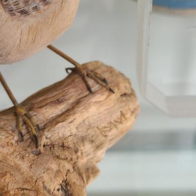 Lot 47: Artist Signed Owl Block, Pottery, Wood Carved Birds, and More  
