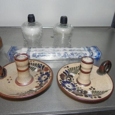 LOT 137  CANDLE HOLDERS AND CANDLES