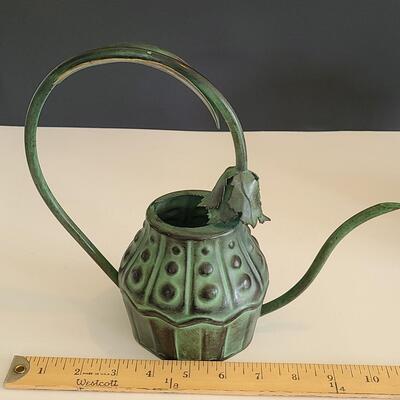 Lot 54: Mackenzie Childs Watering Can and Tea/Dresser Caddy