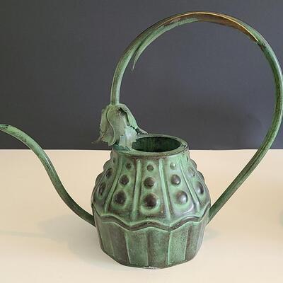 Lot 54: Mackenzie Childs Watering Can and Tea/Dresser Caddy