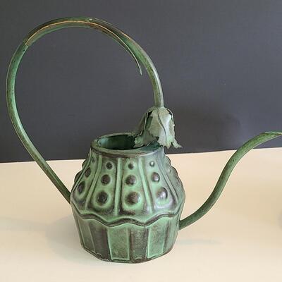 Lot 54: Mackenzie Childs Watering Can and Tea/Dresser Caddy