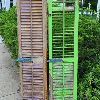 Lot 69: Antique Wood Shutters (Lilac & Lime Green)