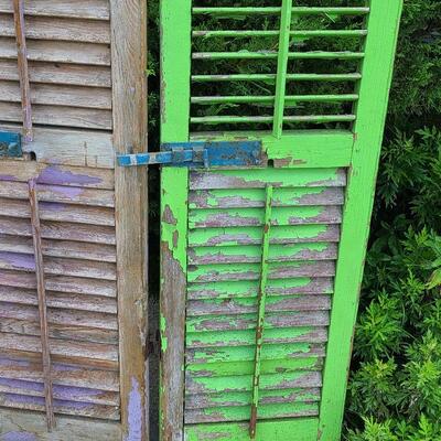 Lot 69: Antique Wood Shutters (Lilac & Lime Green)