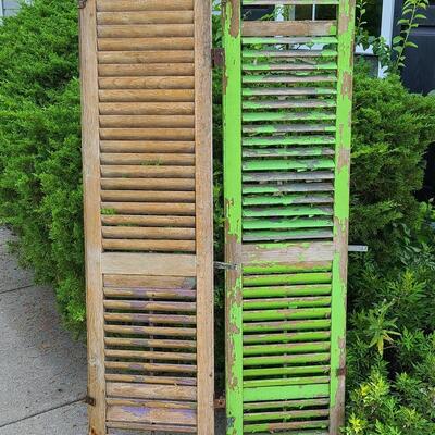 Lot 69: Antique Wood Shutters (Lilac & Lime Green)
