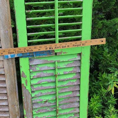 Lot 69: Antique Wood Shutters (Lilac & Lime Green)