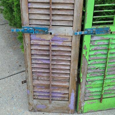 Lot 69: Antique Wood Shutters (Lilac & Lime Green)