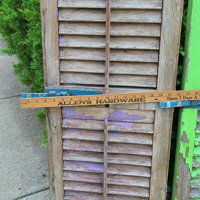 Lot 69: Antique Wood Shutters (Lilac & Lime Green)