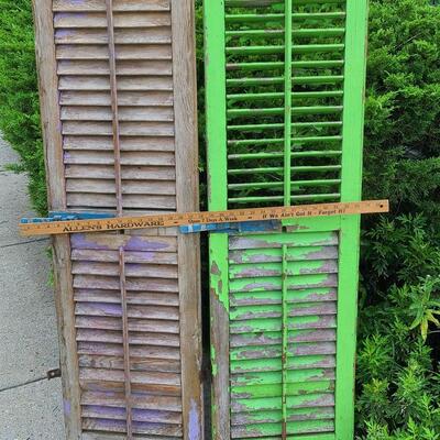 Lot 69: Antique Wood Shutters (Lilac & Lime Green)