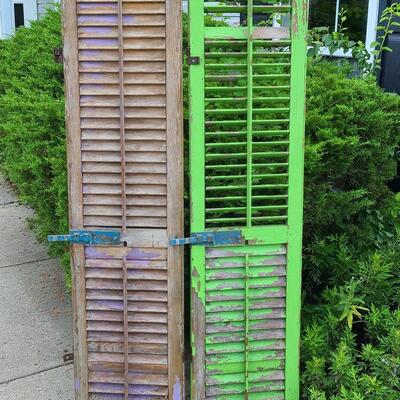 Lot 69: Antique Wood Shutters (Lilac & Lime Green)