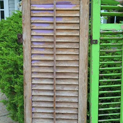 Lot 69: Antique Wood Shutters (Lilac & Lime Green)