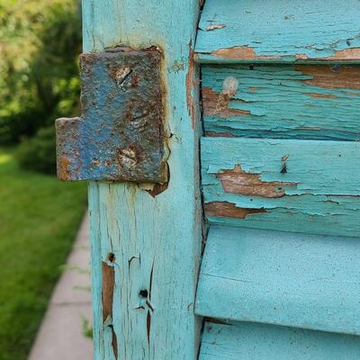 Lot 68: Antique Wood Shutters In Blues 