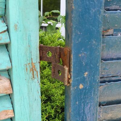 Lot 68: Antique Wood Shutters In Blues 