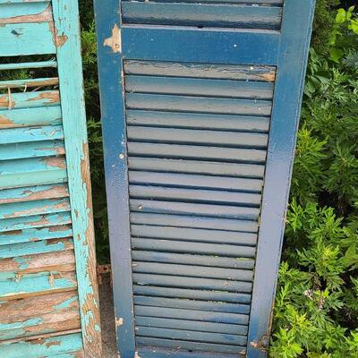 Lot 68: Antique Wood Shutters In Blues 