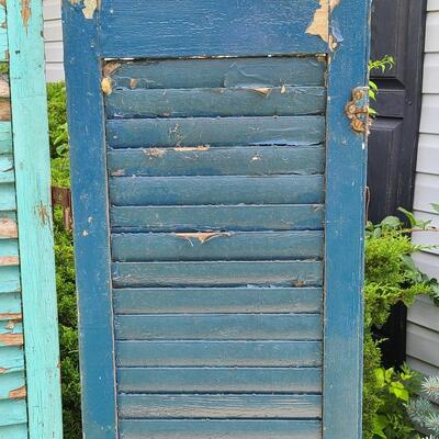 Lot 68: Antique Wood Shutters In Blues 