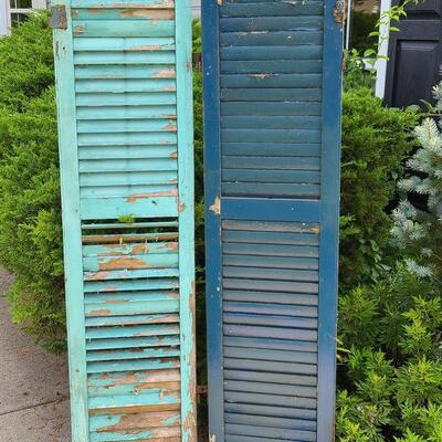 Lot 68: Antique Wood Shutters In Blues 
