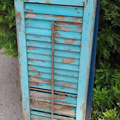 Lot 68: Antique Wood Shutters In Blues 