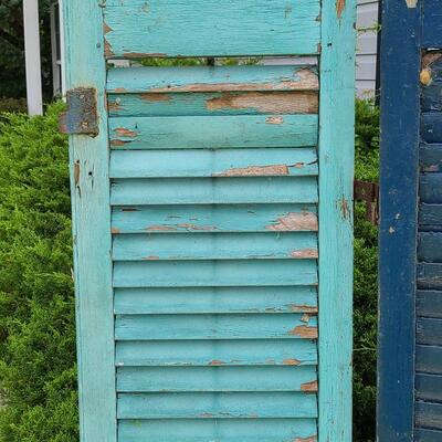 Lot 68: Antique Wood Shutters In Blues 