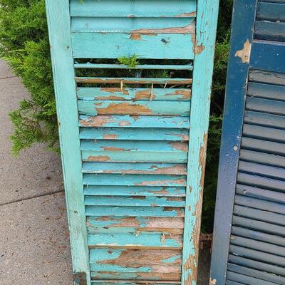 Lot 68: Antique Wood Shutters In Blues 