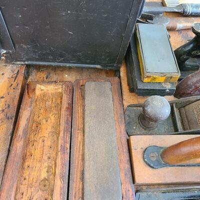 Lot 77: Bench Planes, Sharpening Stones, Industrial Storage and More 